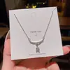 Collar cuadrado pequeño de circón ultrabrillante estilo coreano para mujer, lujo ligero, elegante, cadena para clavícula de acero de titanio de alta gama, venta al por mayor