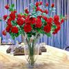 Ramos Longos Simulados 5 Rosas Vermelhas Grandes de Veludo Flores Simuladas Flores Artificiais Decoração de Casa Fotografia Casamento Flores Florais