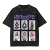Camiseta de Algodão Lavado Katseye da Moda para Homens e Mulheres, Manga Curta de Verão Gola Redonda Camiseta de Algodão Solta Streetwear