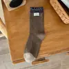 Calcetines de Encaje con Volantes para Mujer 2025 Nuevo Estilo Primavera y Otoño con Etiqueta de Tela para Zapatos de Entrenamiento Moral Calcetines Largos Algodón Puro Transpirables Versátiles Calcetines de Media Pantorrilla