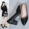 2026 Nuevos Zapatos de Moda Casuales Transpirables de Cuero Patentado de Tacón Alto Grueso de Punta Puntiaguda de Talla Grande para Mujer