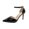 Nuevos Zapatos de Tacón Alto Negros Otoño 2025 para Mujer, Zapatos de Tacón de Aguja Puntiagudos con Suela Roja, Correas de Una Sola Línea Huecas, Zapatos Planos Elegantes para Mujer