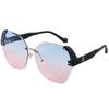 Gafas de sol de moda sin montura, gafas de sol con textura de alta calidad, gafas de sol para mujer con sombreado estilo occidental poligonal, venta al por mayor