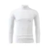 Camiseta Base Casual de Color Sólido para Hombre, Talla Grande Europea, Nueva para Primavera y Otoño, Manga Larga, Cuello Semi Alto, 10 Colores T01