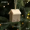 Casa de Navidad de Madera Maciza Transfronteriza Casa Pequeña Colgante de Árbol de Navidad Casa de Madera Arreglo Creativo Adornos Colgantes Decorativos