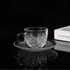 Taza de Café Taza con Asa de Vidrio Taza Pequeña de Té Taza de Agua de Vidrio Juego de Taza y Platillo