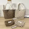 Bolso de Mano Retro de Pana con Lunares Bolso Tote para Estudiante Literario Lona Gran Capacidad Bolso para Almuerzo de Mamá Bolso para Lonchera