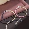 Pulsera tejida a mano de plata 925 con trébol de cuatro hojas para mujer Pulsera rosa fresca y dulce Cuerda trenzada Ágata blanca Cuerda trenzada