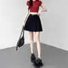 Falda Plisada Azul Cielo para Mujer, Nuevo Estilo de Verano, Cintura Alta, Adelgazante, Falda de Corte A Versátil, Anti-Exposición, Pantalones Cortos que Cubren la Cadera