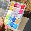 Nova Caixa de Tinta Aquarela Perolada Sólida Portátil Pintura e Pintura Reembalada Aquarela Manicure Conjunto Especial de Ferramentas