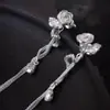 Moda Retro Francesa Estilo OL Ramas de Flores Rosas Diseño de Borla Larga Temperamento Alta Sensación Pendientes de Aguja de Plata S925 para Mujeres
