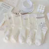 Calcetines para Niñas Primavera y Otoño Estilo ins Crema Osito Estudiante Otoño Niños Medianos y Grandes Estilo Coreano Academia Lindos Calcetines de Dibujos Animados