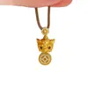 Collar con Colgante Pixiu de Oro Antiguo Incrustado con Diamantes Atractor de Fortuna de Weixue para Mujer, con Diseño Tridimensional Grabado, Cadena de Clavícula Moderna y Versátil