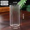 Taza de Agua con Rayas Verticales Taza de Vidrio para Mujeres Estilo Japonés Resistente al Calor, Antiexplosión y Aislamiento de Alta Temperatura Estilo Copa de Vino Transparente Taza para Leche y Café