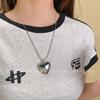 Girasol Oni Mismo Moda Plata Tridimensional Corazón de Melocotón Amor Collar Corea del Sur Dongdaemun Exportación Cadena de Lana para Mujeres