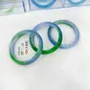 Fornecimento Direto da Fábrica de Pulseira de Pedra Olho de Gato de Alta Qualidade, Pulseira Larga Verde Espinafre Rosa Profundo, Pulseira de Vidro Imitação de Jade Transfronteiriça