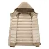 Chaqueta Ligera de Plumas para Hombre 2025 Invierno Nueva Empalme Tejido con Capucha Pareja Versátil Tendencia Casual Cálida