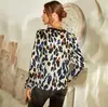Ropa de Mujer Transfronteriza 2022 Primavera y Otoño Cárdigan de Encaje de Manga Larga Cuadros Azules Elegante Ropa de Trabajo Camisa de Longitud Media Cuello en V para Mujer