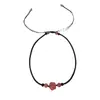 Collar de Garra de Gato de Cristal de Fresa Cadena de Clavícula de Obsidiana para Mujeres y Hombres Estilo Pareja Par de Mejores Amigos Cuerda Negra Colgante de Cristal