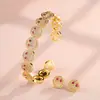 Europeu e Americano Mais Vendido Luxo Leve Rosto Sorridente Micro-Incustado com Diamante Moda Pulseira Aberta Anel Conjunto Temperamento Fashion Zircônia Versátil