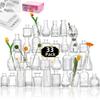 Juego de Jarrones de Vidrio Transparente de Lujo Ligero con un Toque de Alta Gama para Arreglos Florales, Jarrón de Vidrio Hidropónico Decoración de Escritorio