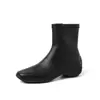 Botines cortos de moda estilo británico de 5.5 cm, nuevo modelo otoño e invierno 2026, punta cuadrada, tacón grueso, cremallera lateral, botines ajustados elásticos