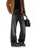 Estilo Americano Patrón Bigotes de Gato de Agua Micro Campana Jeans para Hombre Otoño Marca de Moda Calle Alta Travieso Atractivo Retro Versátil Pierna Ancha Pantalones Largos