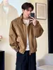 Chamarra bomber retro americana con cuello alto, moda de primavera/otoño para hombre, corte holgado, casual, estilo corto, chamarra de trabajo versátil