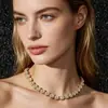Colar Corrente para Suéter Feminino Estilo Hip-Hop Europeu e Americano Transfronteiriço com Corrente de Emenda em Forma de Coração com Diamantes