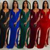 X6148 AliExpress Amazon Moda Europea y Americana Vestido sin Mangas con Escote en V Espalda Descubierta de Color Sólido con Cuentas y Borlas para Mujer
