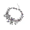 Collares de Estilo Europeo y Americano, Modernos Collares de Flor con Incrustaciones de Piedras Preciosas para Mujer, Populares Accesorios de Cadena para Suéter, Cadena para Suéter de Venta Caliente Transfronteriza