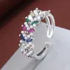 Anillo Doble de Diamantes de Lujo Ligero Más Vendido Ancho Banda Completo de Diamantes Micro-Pavimentado Anillo Abierto Ventas Directas de Fábrica