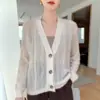 Zhenrong~ Cárdigan de Punto Hueco Herbalife 75% Cachemira + 25% Seda de Morera Cárdigan de Punto Chaqueta Suéter Ligera para Mujer