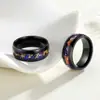 Nueva Joyería para Hombre de Amazon Incrustada con Amatista y Lámina de Oro Anillo Negro de Acero de Titanio de Calidad Joyería