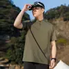 Camisa Polo G-stone com Meio Zíper e Gola Alta, Secagem Rápida, Barra Curva, Respirável, Casual, Manga Curta