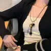Diseño de Nicho Collar con Cadena y Borla de Perlas para Mujer Retro Doble Capa Cadena de Suéter Contrastante Cadena de Sudadera