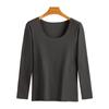 Outono e Inverno Novo De Rong Patch Sem Costura Forrado com Lã Aquecimento Térmico Roupa Íntima Feminina Gola Redonda Manga Longa Camada Base