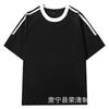 Nova Camiseta de Algodão Clássica Americana com Três Barras 220g Masculina Verão Casual Retro Solta Gola Redonda Tendência Manga Curta