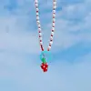 Vacaciones en la Playa Naranja Dopamina Estrella de Mar Collar de Cuentas de Colores Cadena de Cuello de Alta Gama para Mujer Cadena para Clavícula Accesorios de Verano