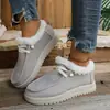 Zapatos de Algodón Gruesos con Suela Gruesa y Ribete de Piel, Cordones Delanteros, Zapatos de Algodón Calientes y Engrosados para Mujer, Invierno 2026, Nuevos, Tallas Grandes, En Stock