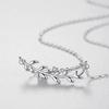Colar de Folha de Prata S925 Feminino Estilo Mori Simples Pingente de Galhos e Folhas Frescas Corrente de Pescoço Design de Nicho Celebrante da Internet Joias de Prata
