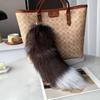 Bolsa Pingente Cauda de Raposa de Pelo Real Adereços de Palco Cauda de Raposa Preta Enfeites Pendurados Pelo Real cosplay
