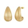 Pendientes huecos con diseño de nicho de acero de titanio bañados en oro de 18 quilates con forma de gota de agua a rayas, pendientes de moda con personalidad INS E231485