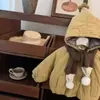 Envie um Cachecol! Sucesso Fofo! Outwear Original de Algodão Acolchoado com Capuz para Meninas Estilo Coreano Vento Tesouro Outwear à Prova de Vento