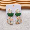 Pendientes de cerámica suave hechos a mano transfronterizos, pendientes de costura geométrica para mujer, pendientes suaves de arcilla polimérica de alta calidad