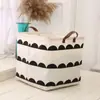 Cesta de armazenamento com alça de couro, cesto de roupa suja de algodão e linho, cesta de armazenamento para itens diversos, cesto de lavanderia, organizador e caixa de armazenamento dobrável para brinquedos