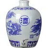 Jarra de Cerâmica Jingdezhen para Vinho 10/20/30/50kg Porcelana Azul e Branca Jarra de Vinho Jarra de Vinho Doméstica Selada Adega Garrafa de Vinho