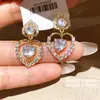 ¡Amor del Río Corazón! Pendientes de botón de circonita en forma de corazón deslumbrantes, pendientes versátiles estilo coreano ins, sensación de lujo ligero y alta gama