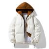 Inverno novo masculino estilo coreano engrossado logotipo de carro quente falso de duas peças com capuz de algodão acolchoado casaco elegante casal all-match casaco acolchoado de algodão