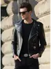 Chaqueta de Cuero Ajustada para Hombre, Estilo Coreano, Elegante Nuevo Modelo 2025, Chaqueta Juvenil Moderna con Cuello Solapa, Chaqueta de Cuero para Motocicleta al por Mayor Transfronterizo